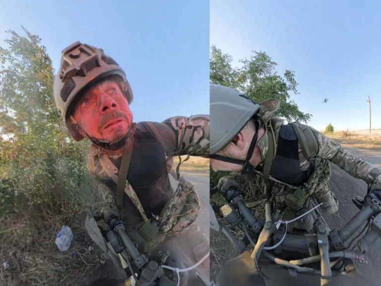 Російського пропагандиста на мотоциклі зустрів FPV дрон. Його зараз шукають
