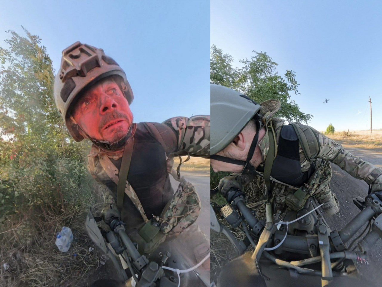 Російського пропагандиста на мотоциклі зустрів FPV дрон. Його зараз шукають